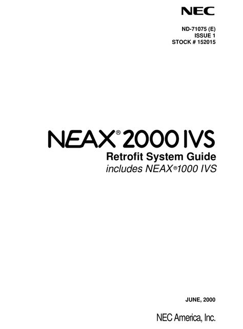 Nec Neax 2000 Ivs2 Retrofit Manual Pdf Download Manualslib