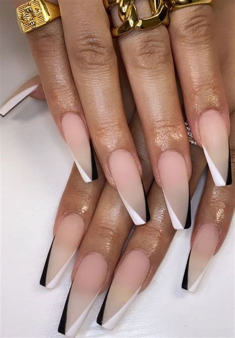 Black Nude And White French Tips Give Your Nails A Stylish Makeover With Nail Art Like This