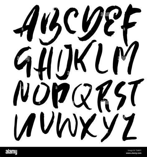Hand Drawn Modern Dry Brush Lettering Grunge Style Alphabet