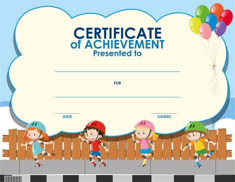 Certificate Template With Kids Skating 413654 Vector Art At Vecteezy