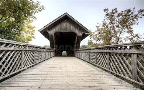 Wooden Covered Bridge Stock Photo Image Of Landscape 46456834