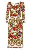 Dolce Gabbana Fitted Print Dress In Floral Nude Lyst