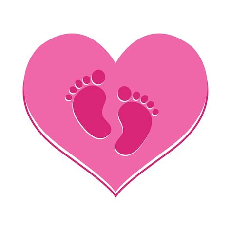 Premium Vector Pink Heart With Baby Footprints