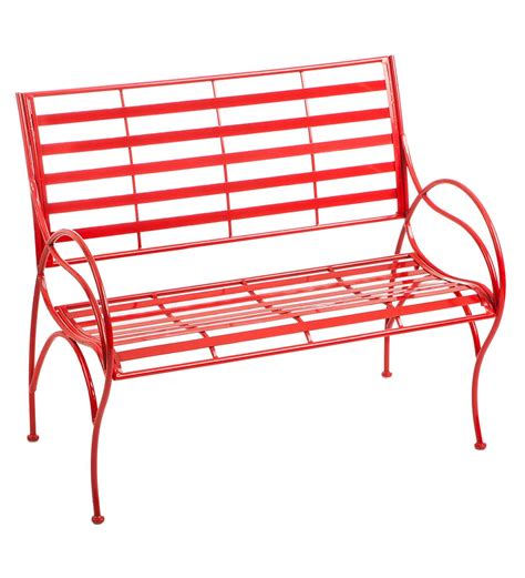 Red Metal Slat Seat Garden Bench Red Plow And Hearth