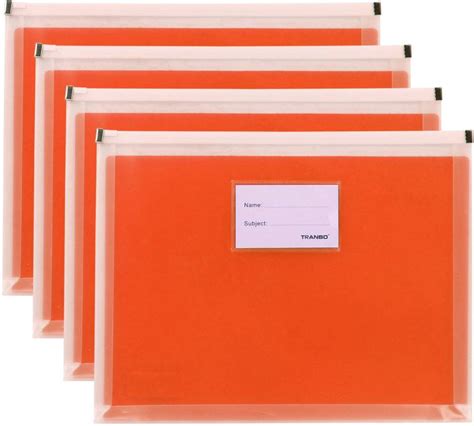 Tranbo Plastic Clear Folder Zip Lock Pouch File Folder
