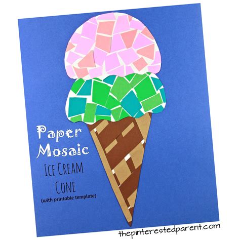 Printable Paper Mosaic Ice Cream Cone The Pinterested Parent