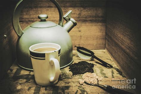 Retro Vintage Toned Tea Still Life In Crate Photograph By Jorgo
