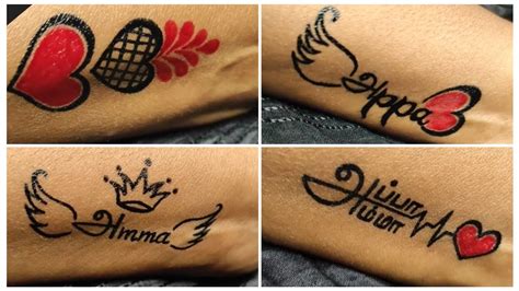 Cute Appa Amma Tattoo Designtemporary Tattoo Making At Home Youtube