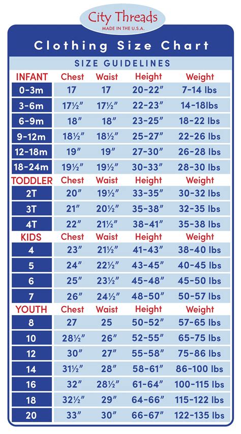 Sizing Charts City Threads Usa