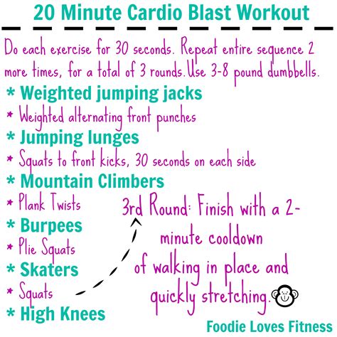 20 Minute Cardio Blast Workout Foodie Loves Fitness