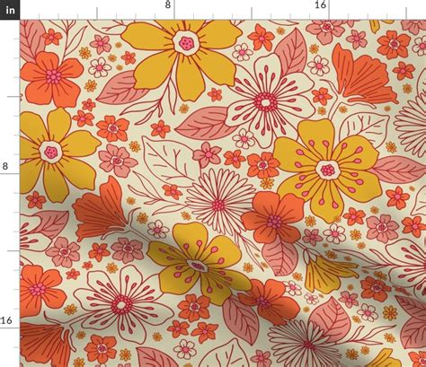 retro 1960s mod floral fabric spoonflower