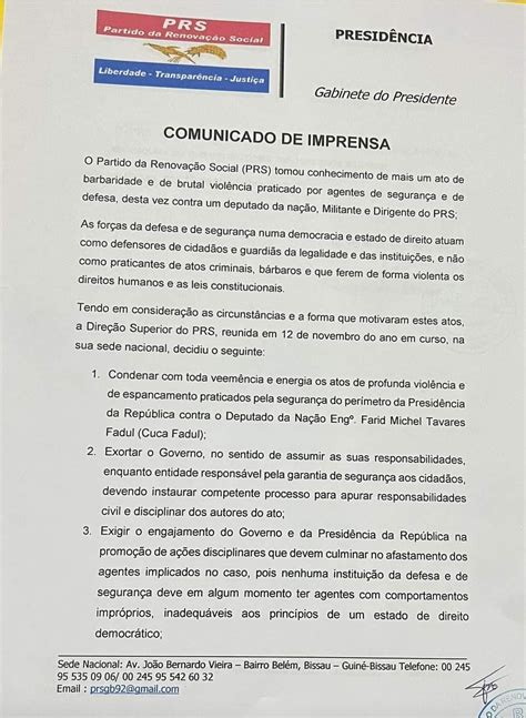 Ditadura SEM Consenso PRS COMUNICADO DE IMPRENSA