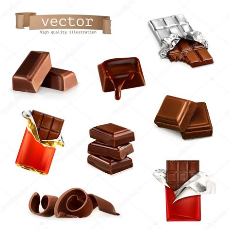 Barras Y Piezas De Chocolate Juego De Vectores Vector Gráfico