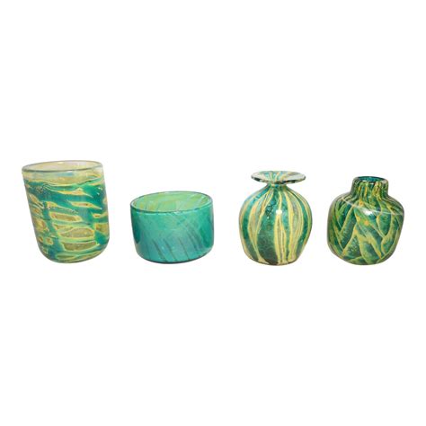Mdina Glass Vases And Bowl From Malta Circa 1960 Set Of 4 Chairish