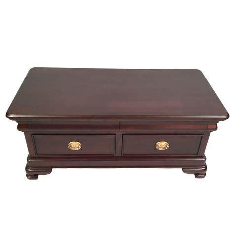 Antique Style Solid Mahogany Timber Coffee Table 4 Drawers 9116