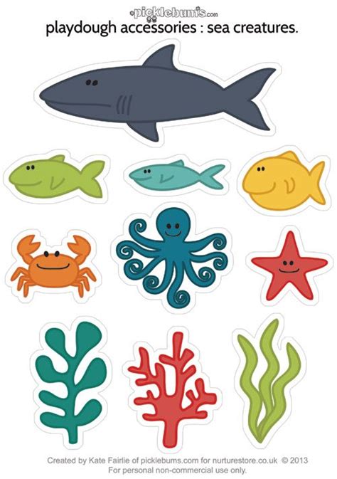 Printable Sea Creatures For Ocean Play Dough Under The Sea Crafts