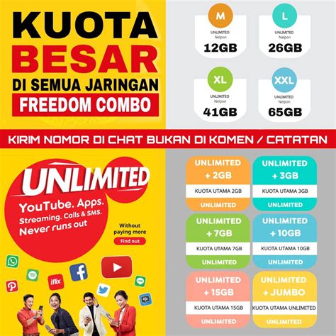 Ini daftar paket internet xl murah di jaringan 3g dan 4g yang bisa dibeli sekarang juga. Paket Data Kuota Internet Indosat Freedom Combo M 12GB/ L ...