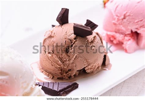 Three Scoops Ice Cream Chocolate Vanilla Stock Photo Edit Now 255178444
