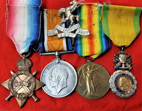 Ww1 British Army 1914 15 Star Medal Trio And Badges Royal West Kent