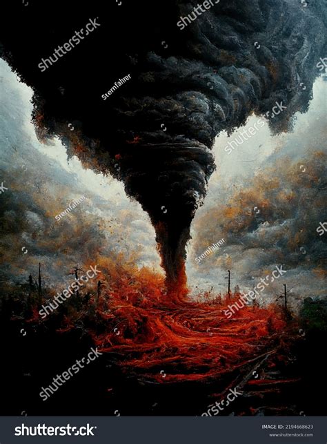 Twister Burning Tornado Force Nature Illustration Stock Illustration