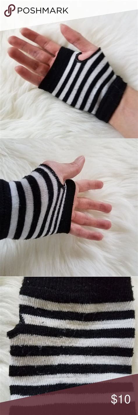 black and white striped fingerless gloves stretchy white stripe fingerless fingerless gloves