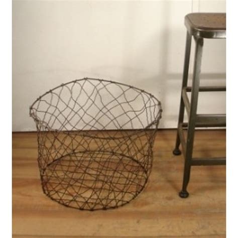 Large Wire Basket Vintage Shabby Metal