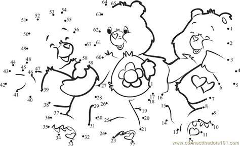 Care Bears Love Dot To Dot Printable Worksheet Connect The Dots
