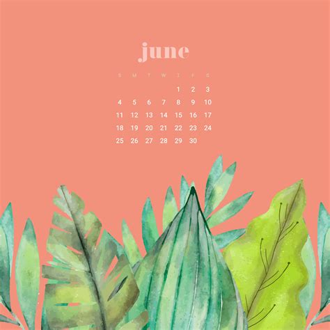 Free June Desktop Wallpaper Calendars Featuring Greenery And Pops Of Color