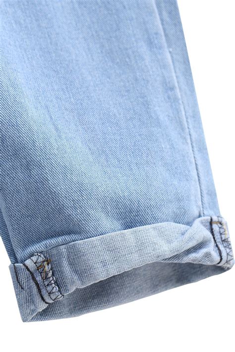 Blue Elastic Waist Pockets Denim Pant Sheinsheinside