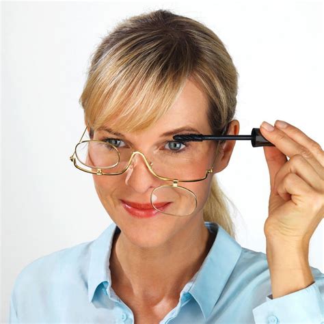 magnifying make up makeup glasses flip down lenses gold metal frame 1 5 4 0 ebay