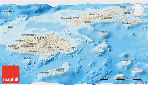 Shaded Relief Panoramic Map Of Fiji