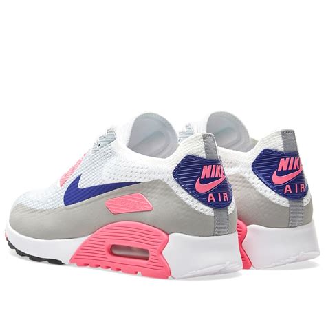 Nike W Air Max 90 Ultra 20 Flyknit White Concord And Laser Pink End Uk