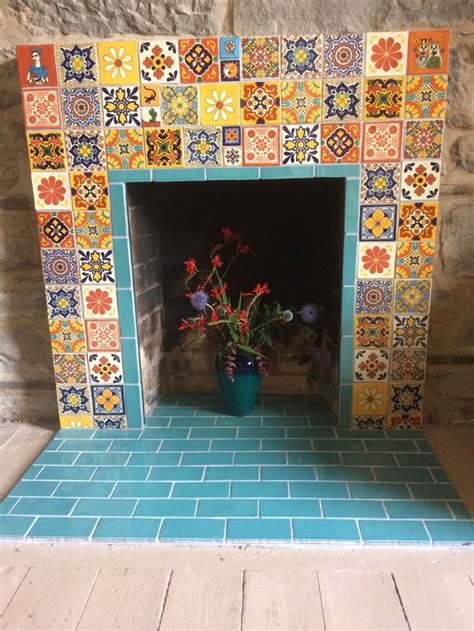 Talavera Tiles Around Fireplace Mexican Tiles