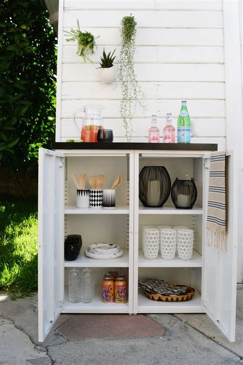 Diy Outdoor Buffet 2 Ikea Metal Cabinets And A Custom Tiled Top Create