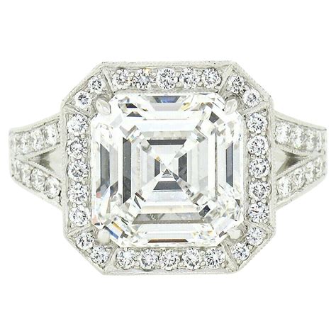 Gia 3 03 Carat H Vs1 Asscher Cut Diamond And Platinum Engagement Ring For Sale At 1stdibs 8