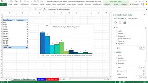 Let's begin by calculating nine different summary statistics for the spiders monthly returns using the numxl descriptive statistics form. Excel 2013 PivotTables & Charts for Descriptive Statistics ...