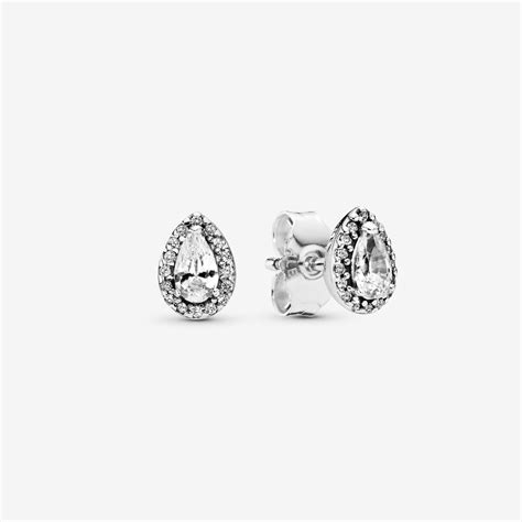 Sparkling Teardrop Halo Stud Earrings Sterling Silver Pandora Canada