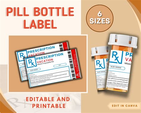 Prescription Label Template Editable Rx Bottle Label Etsy
