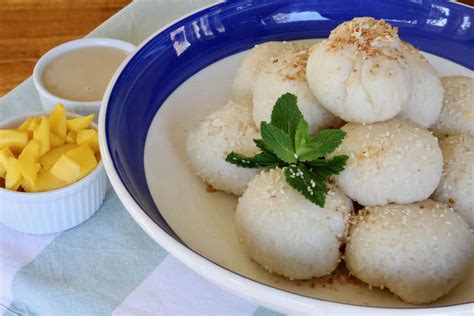 Vegan Gluten Free Thai Coconut Mango Glutinous Rice Balls Recipe Dobbernationloves
