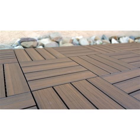 Vifah Composite Walnut 12 X 12 Interlocking Deck Tiles And Reviews