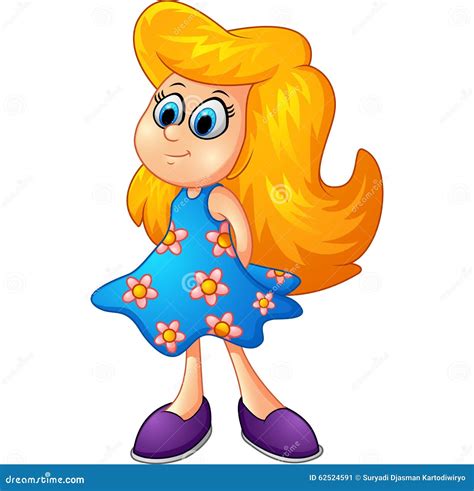 Happy Little Girl Cartoon Stock Illustration Image 62524591