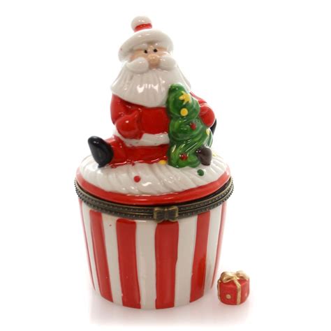 Hinged Trinket Box Santa Cupcake Treasure Box Height 45 Inches