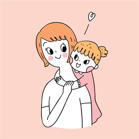 Cartoon cute mother and daughter vector. 650981 Vector Art at Vecteezy