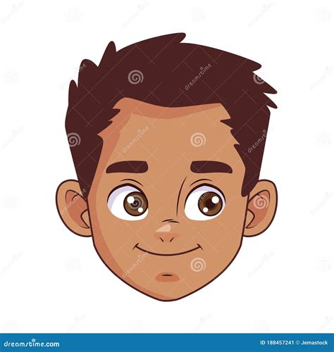 Happy Young Afro Boy Head Avatar Character Stock Vector Illustration