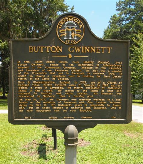 Button Gwinnett Liberty County Georgia Historical Society