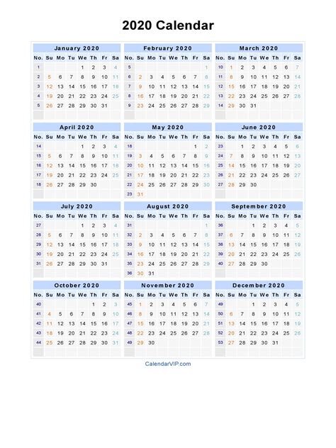 Half Page Calendars 2020 Printable