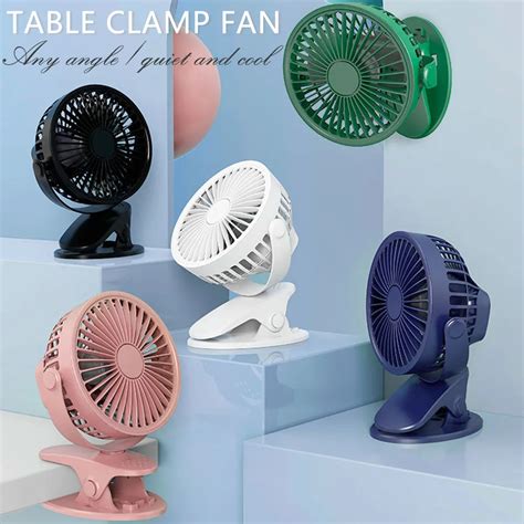 Portable Usb Table Fan Clip On Type Rechargeable Cooling Mini Desk Fan 360 Degree Rotation