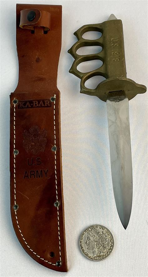 Sold Price Us 1918 Brass Knuckle Replica Trench Knife W Ka Bar Us