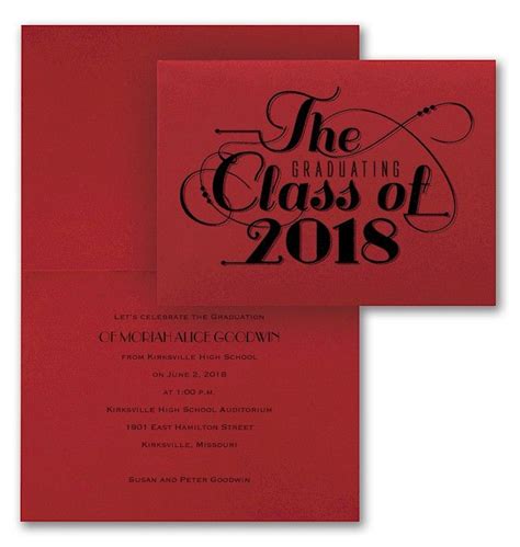 Classic Calligraphy On Red Grad Announcement Grad Announcements
