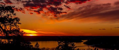 Download Wallpaper 2560x1080 Trees Lake Sunset Clouds Sky Evening Dual Wide 1080p Hd Background